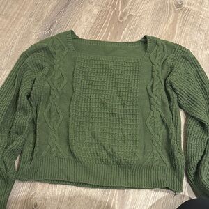 Green Cable Knit Sweater